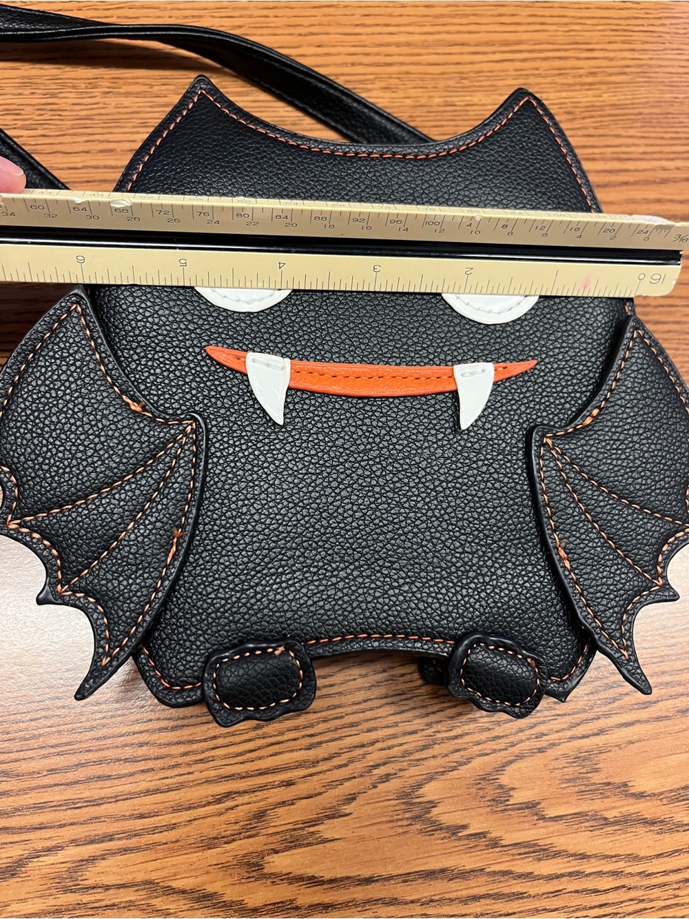 Sleepyville critters small Black Bat Crossbody Bag Halloween with zipper purse - Picture 13 of 14
